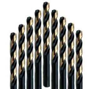 #1 Wire Size Jobber Length Drill Bit - Black and Gold - Split Point - 12 Pack