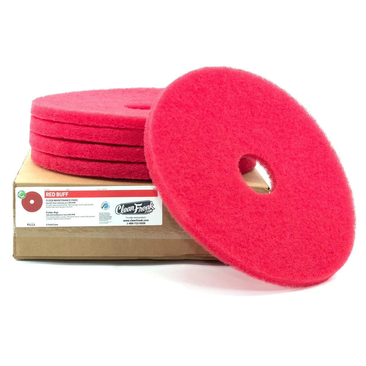 13" Red Commercial Floor Buffing Pads - Case of 5