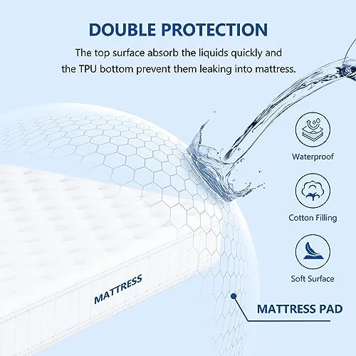 2 Pack Twin XL Size Quilted Fitted 100% waterproof Mattress Pad, Breathable Mattress Protector, Soft Noiseless Mattress Cover with Deep Pocket, Stretches Up to 18 Inches Bed Protector (Grey)