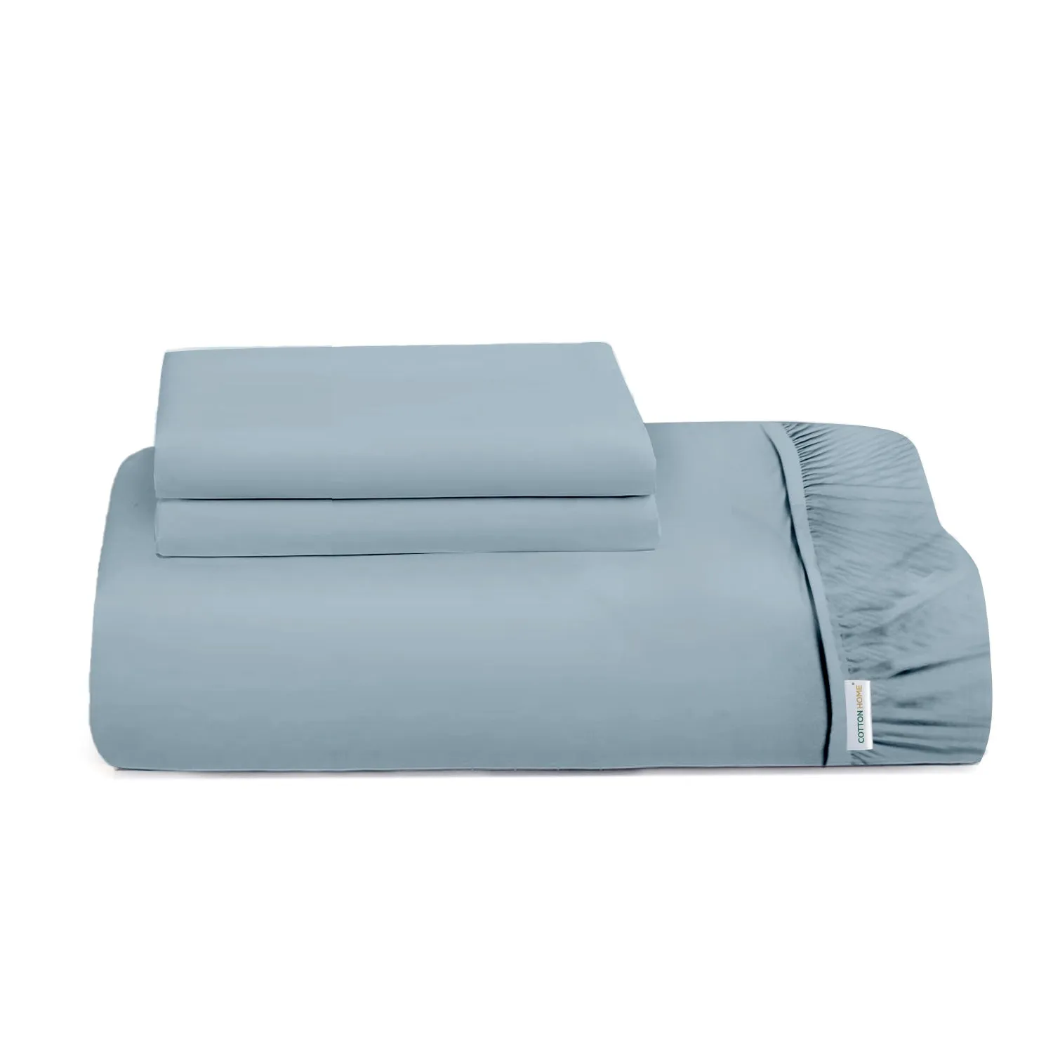 3 Piece Fitted Sheet Set Super Soft Metallic Blue Single Size 90x200 20cm with 2 Pillow Case