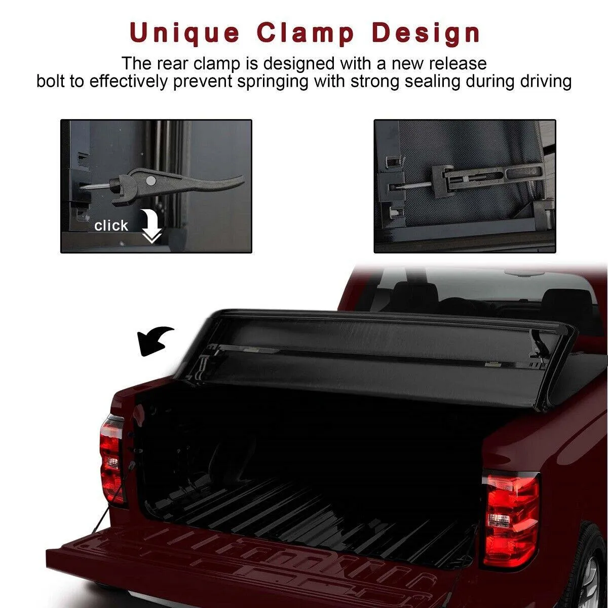 5.8' 4 Fold Soft Tonneau Cover Truck Bed 14-18 Chevy GMC Silverado Sierra