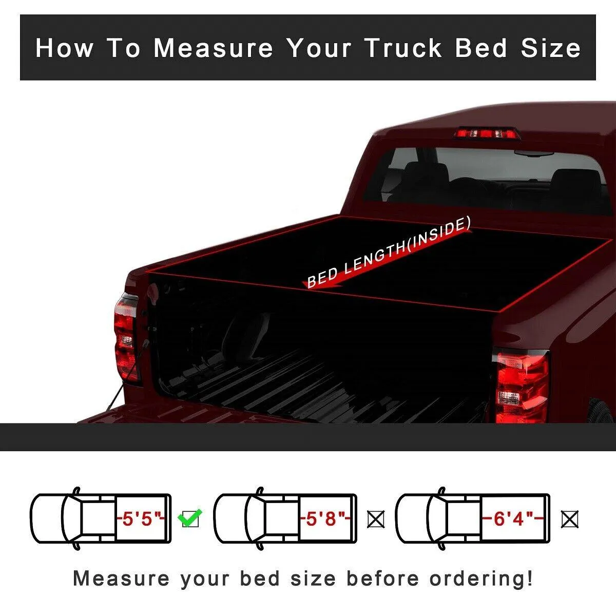 5.8' 4 Fold Soft Tonneau Cover Truck Bed 14-18 Chevy GMC Silverado Sierra