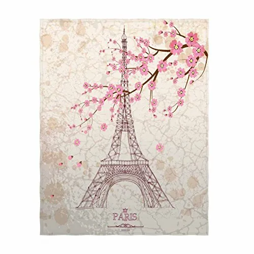 58 x 80 Inch Eiffel Tower Print Super Soft Throw Blanket