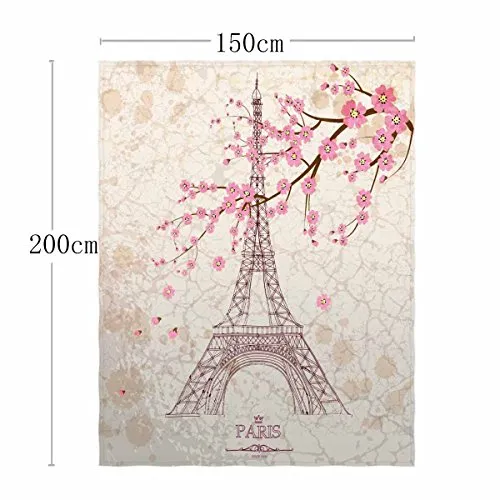 58 x 80 Inch Eiffel Tower Print Super Soft Throw Blanket