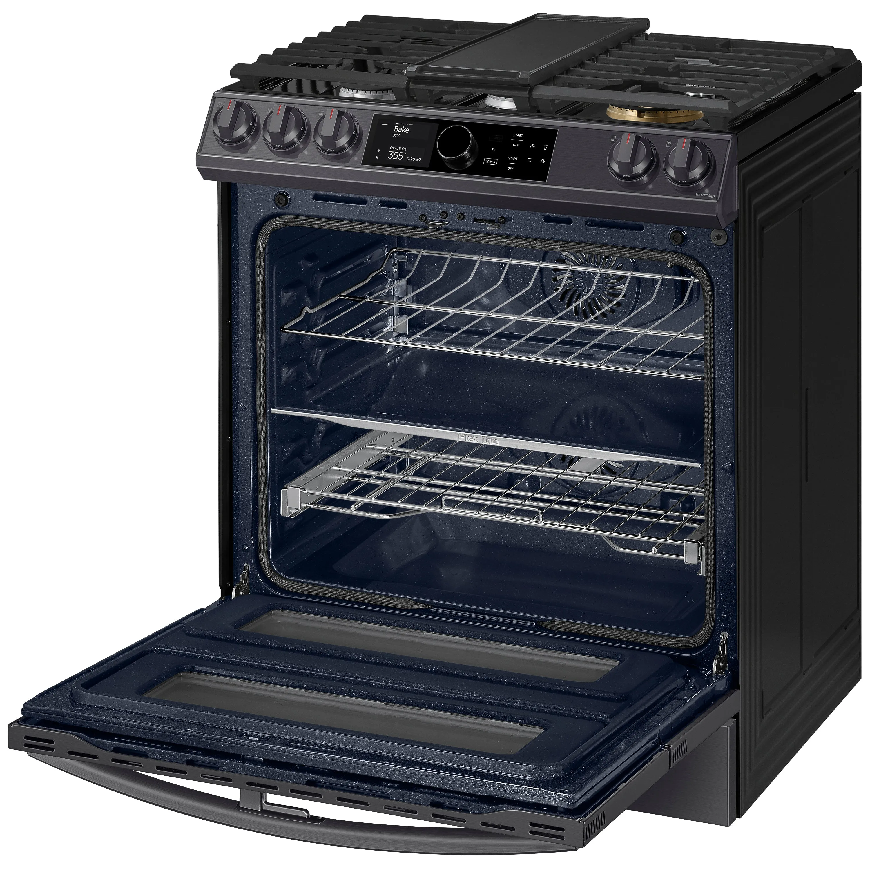 6.3 cu. ft. Flex Duo(TM) Front Control Slide-in Dual Fuel Range with Smart Dial, Air Fry, and Wi-Fi in Black Stainless Steel - (NY63T8751SG)