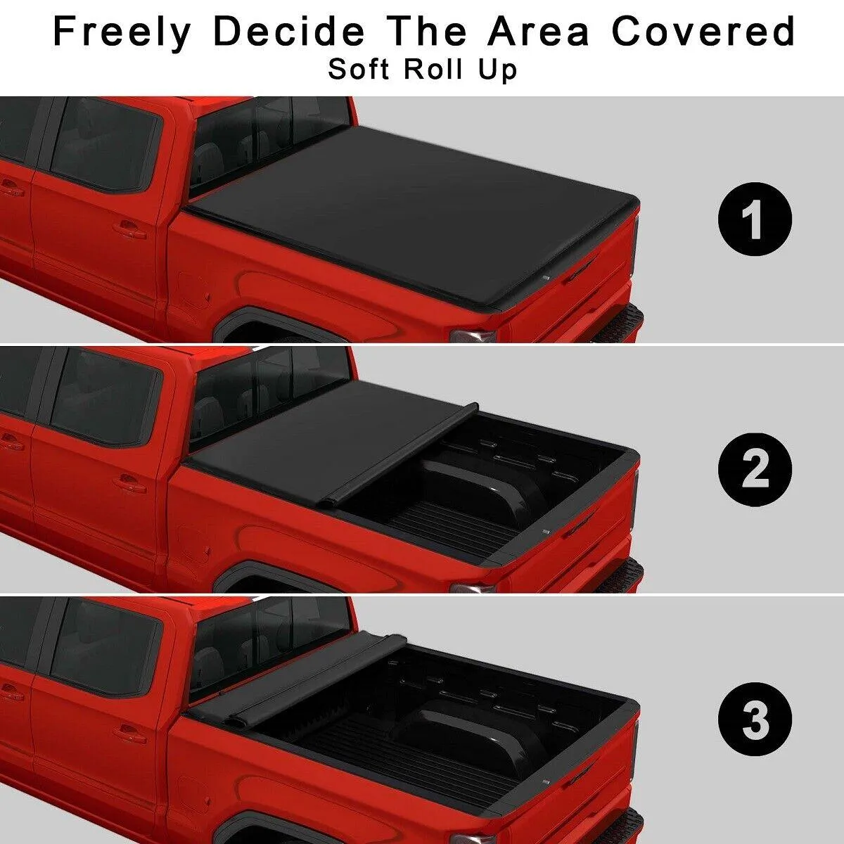 6.4Ft Roll Up Soft Tonneau Cover Truck Bed for 2002-2018 Dodge Ram 1500