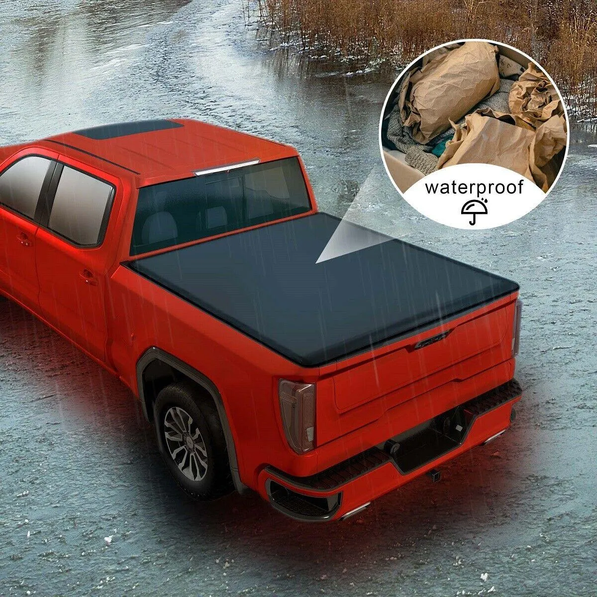 6.4Ft Roll Up Soft Tonneau Cover Truck Bed for 2002-2018 Dodge Ram 1500