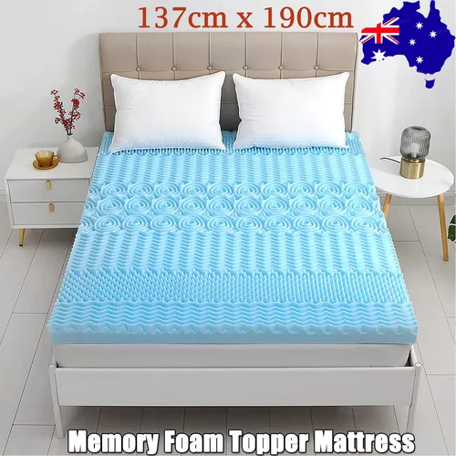 7-Zone Cooling Gel Memory Foam Mattress Topper, 8cm, Medium Firm