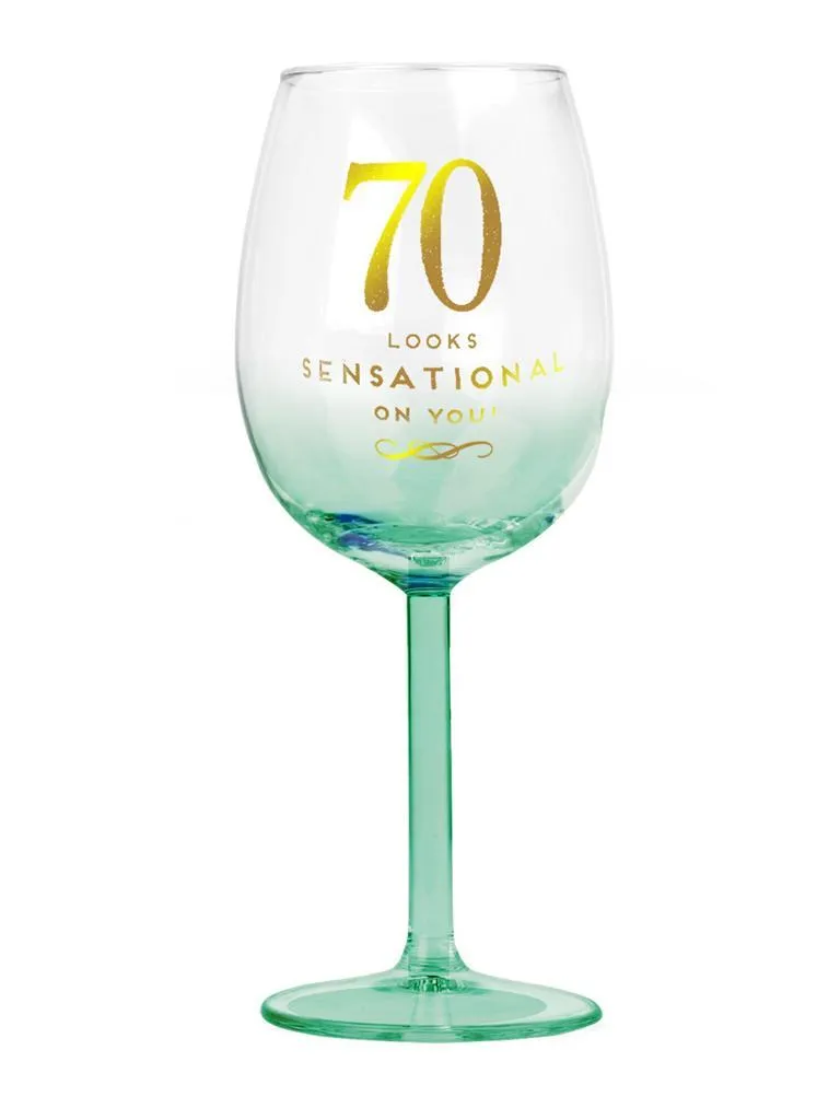 70th Birthday Wine Glass