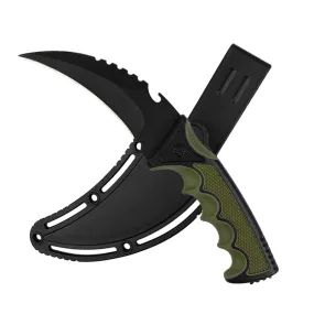 8.5" Karambit Tactical Knife w/ Green ABS Holster