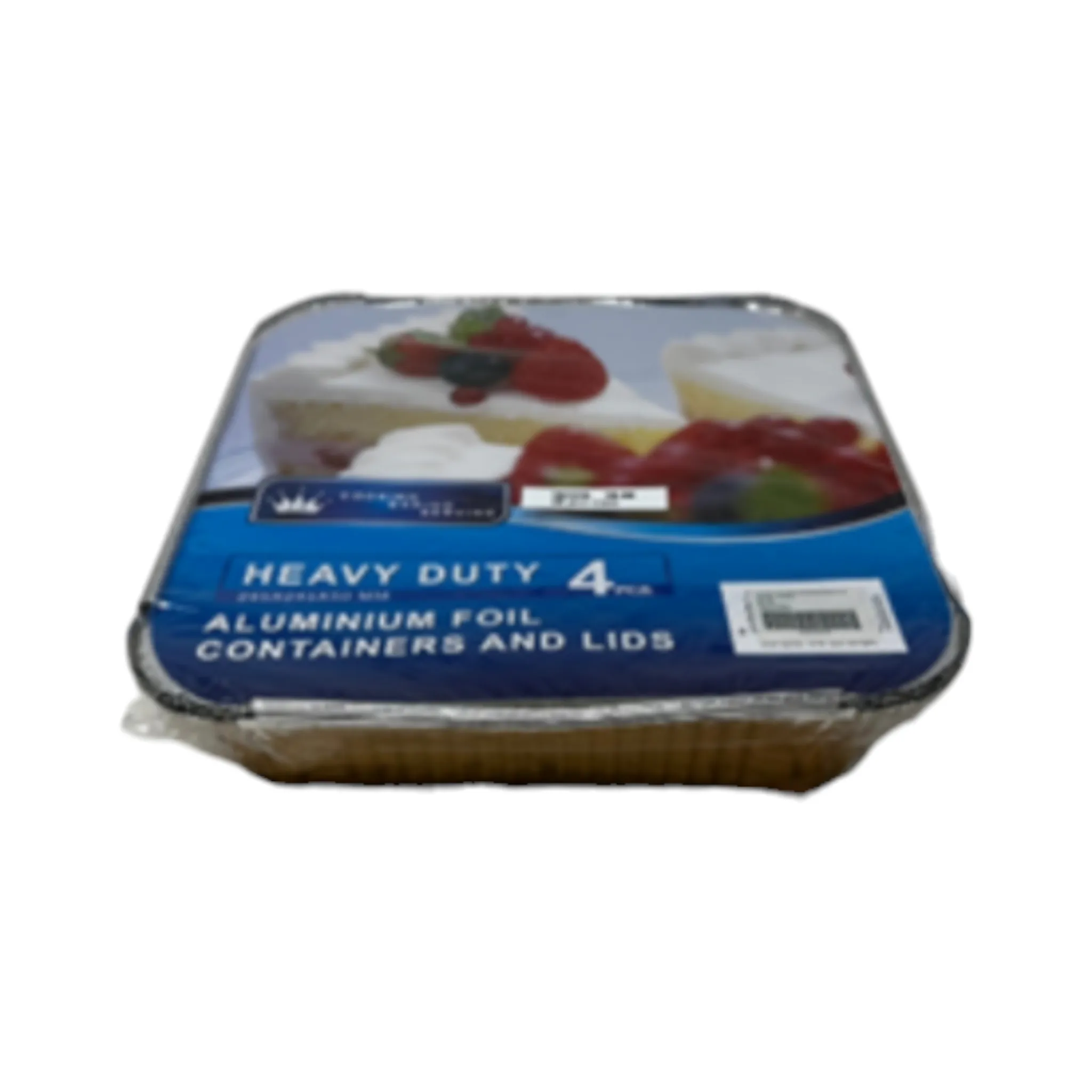 Aluminium Foil Takeaway Container Disposable with Poly PVC Lid Card Lid 245x245x50mm 4pack