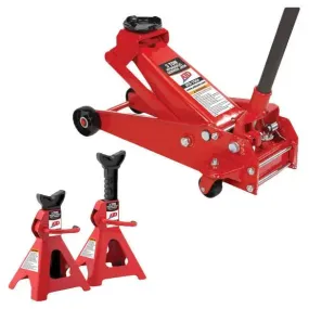 ATD 3 Ton Jack With A Pair Of Three Ton Jack Stands