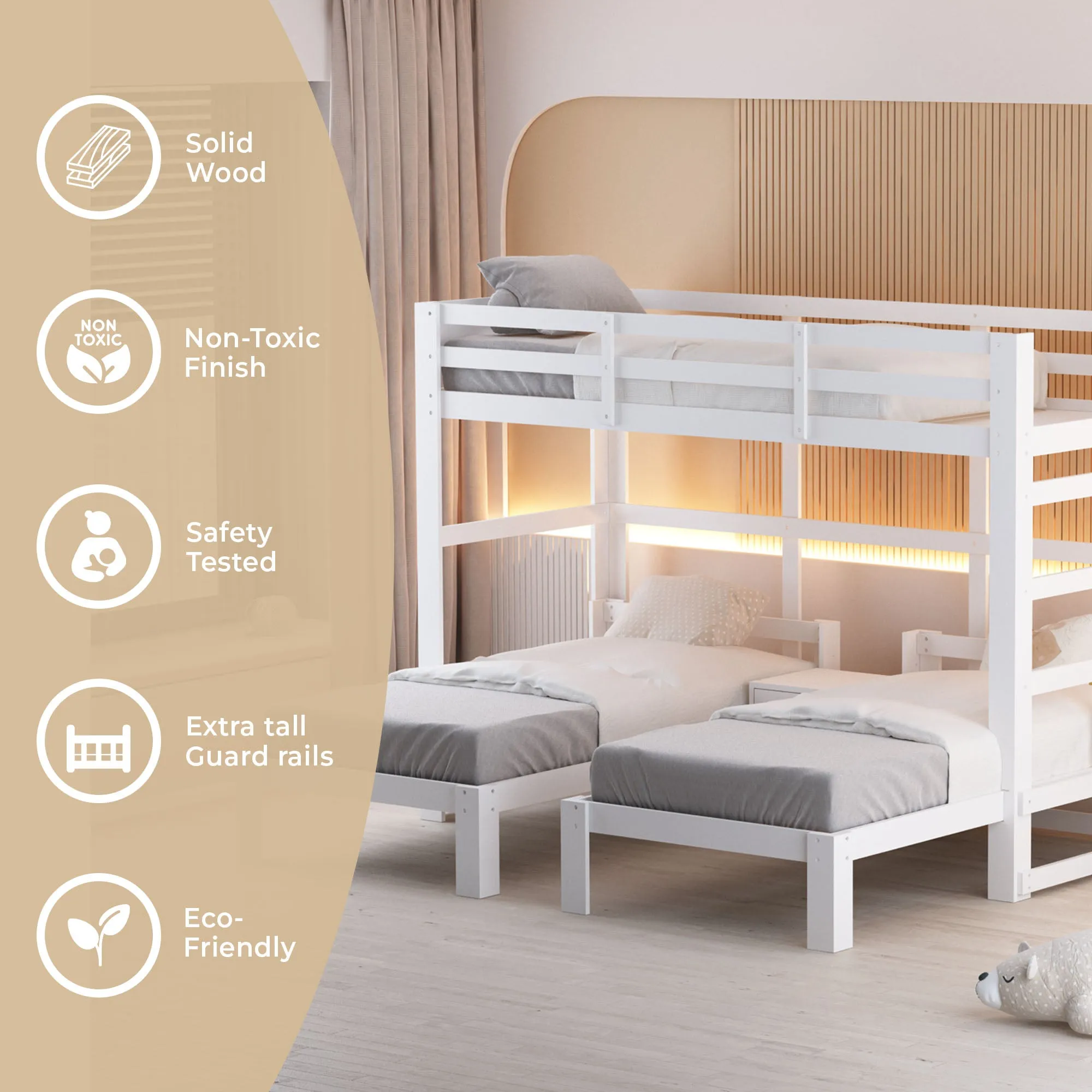 Audrey Triple Bunk Bed in White