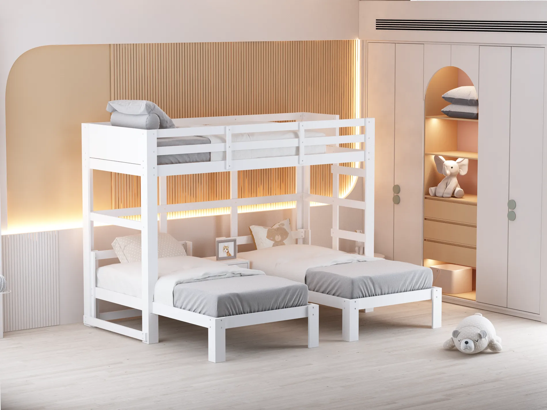 Audrey Triple Bunk Bed in White