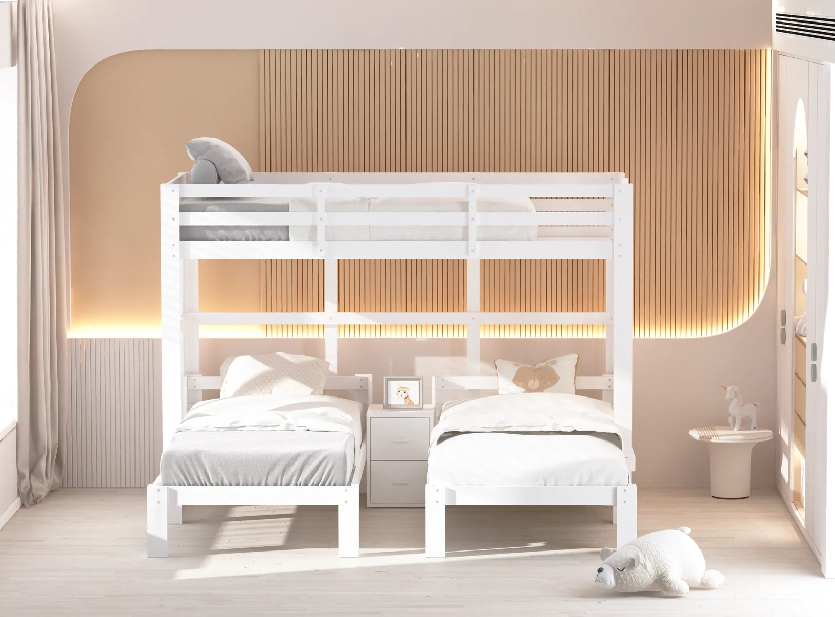 Audrey Triple Bunk Bed in White