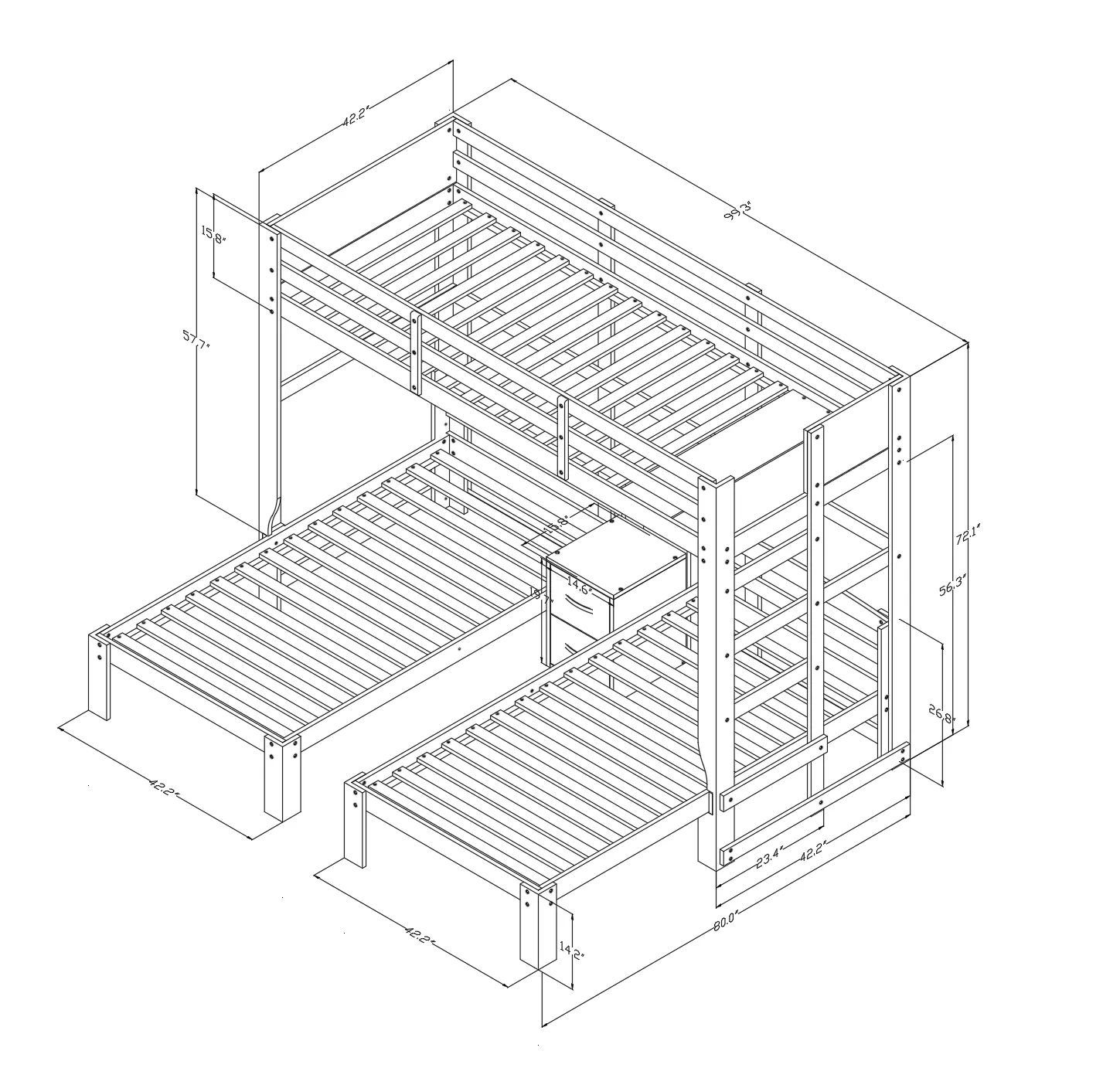 Audrey Triple Bunk Bed in White