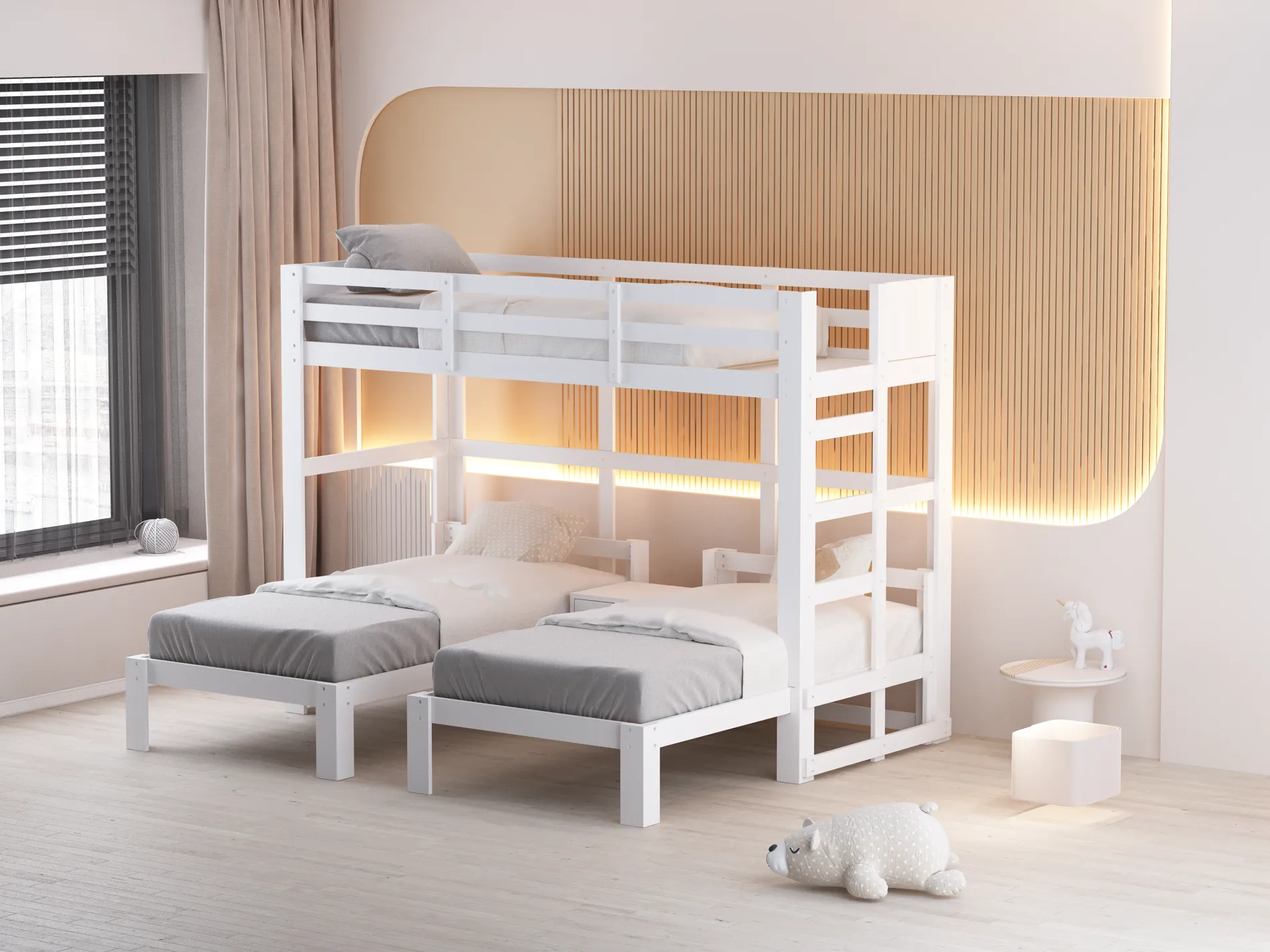 Audrey Triple Bunk Bed in White