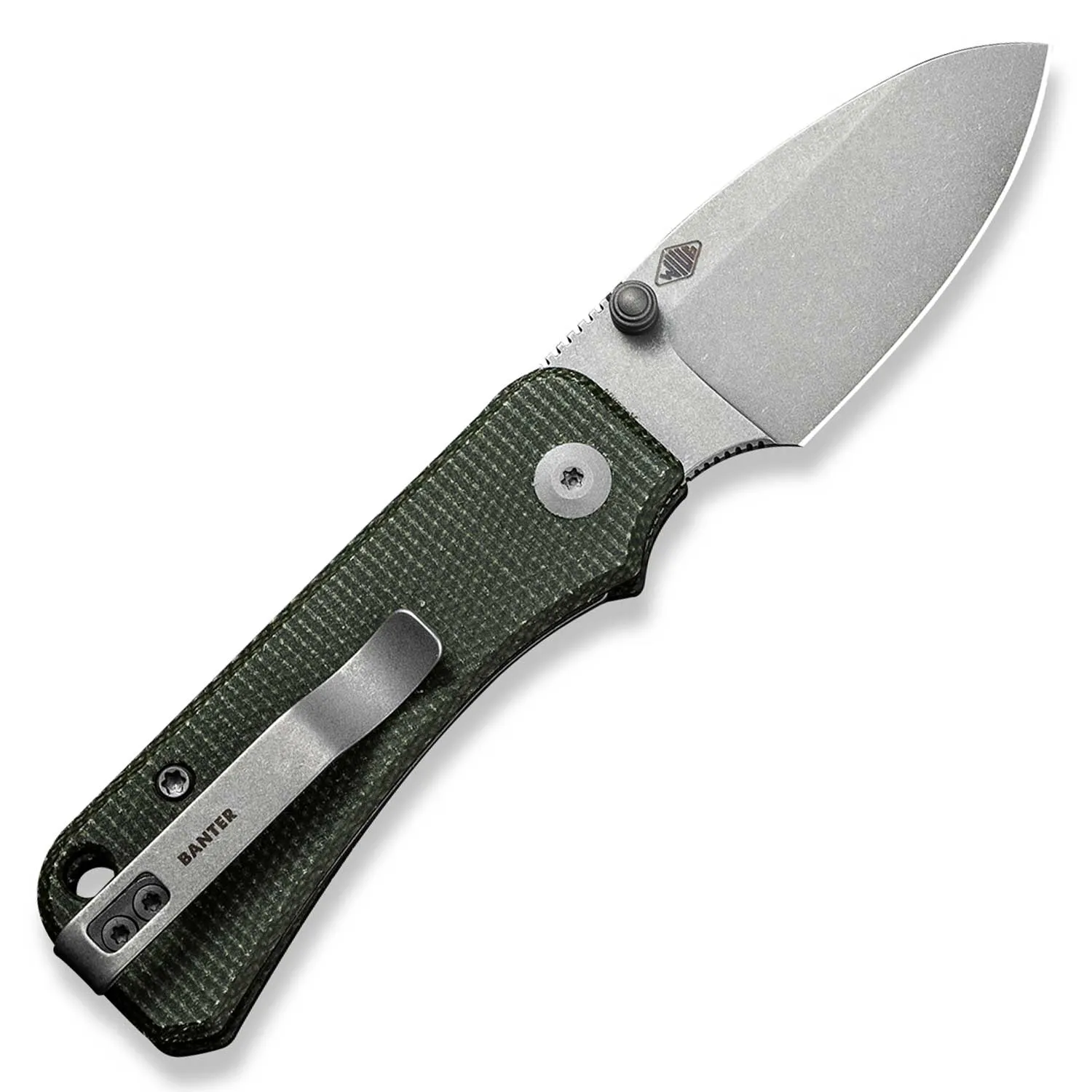 Baby Banter Pocket Knife - Green Micarta - Gray Stonewash Nitro V