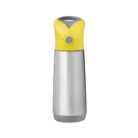 b.box Insulated Straw Sipper Drink Water Bottle 500ml Lemon Sherbet Yellow Grey