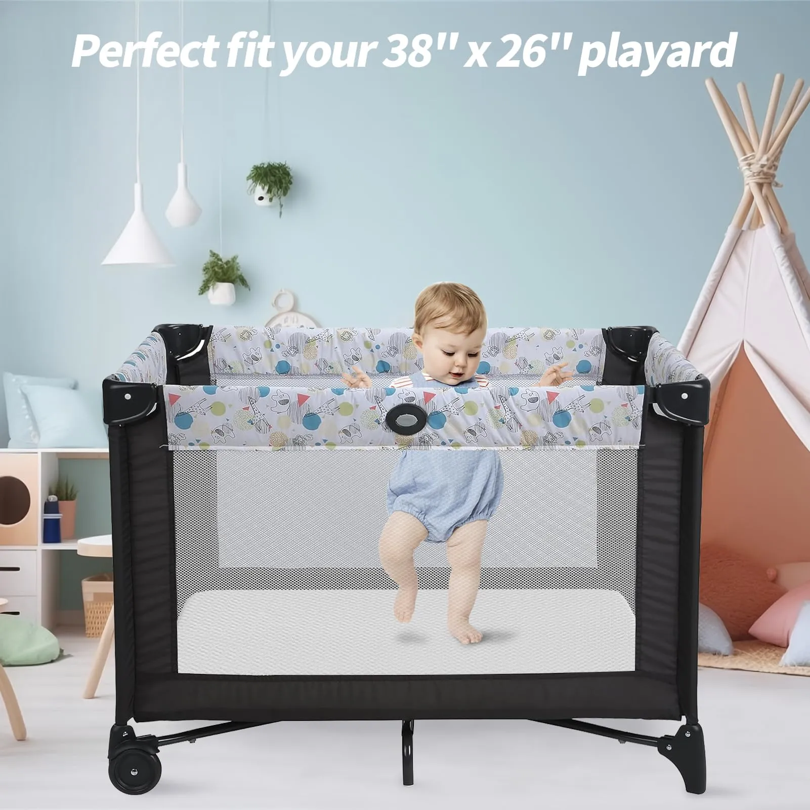 BEIANPP Pack and Play Mattress Topper 38"x26"x1.5" for Playpen and Playard, Soft Breathable Waterproof Cover, Baby Pack N Play Mattresses Pad for Play Pen and Play Yard