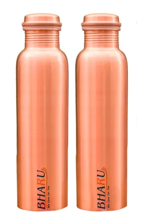 Bharu Plain Copper Bottle 950 ml- Pack of 2