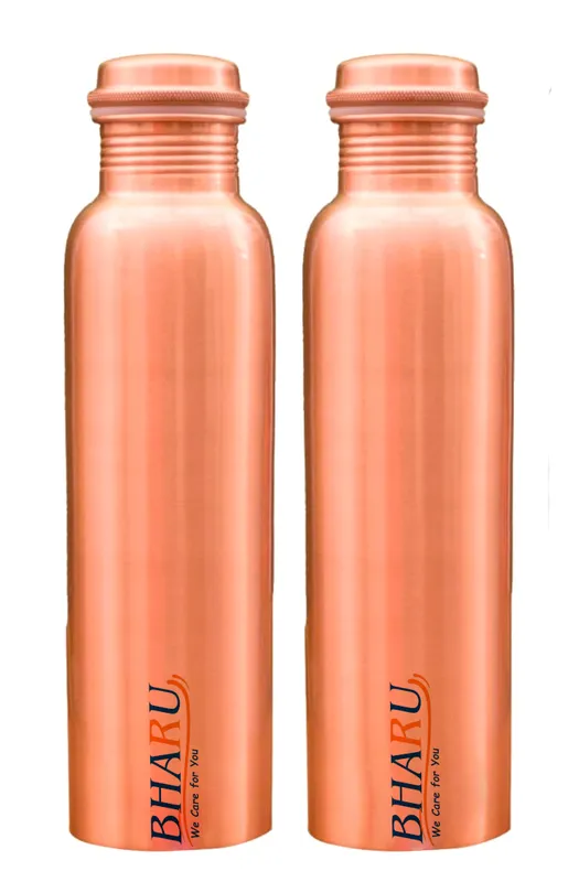 Bharu Plain Copper Bottle 950 ml- Pack of 2