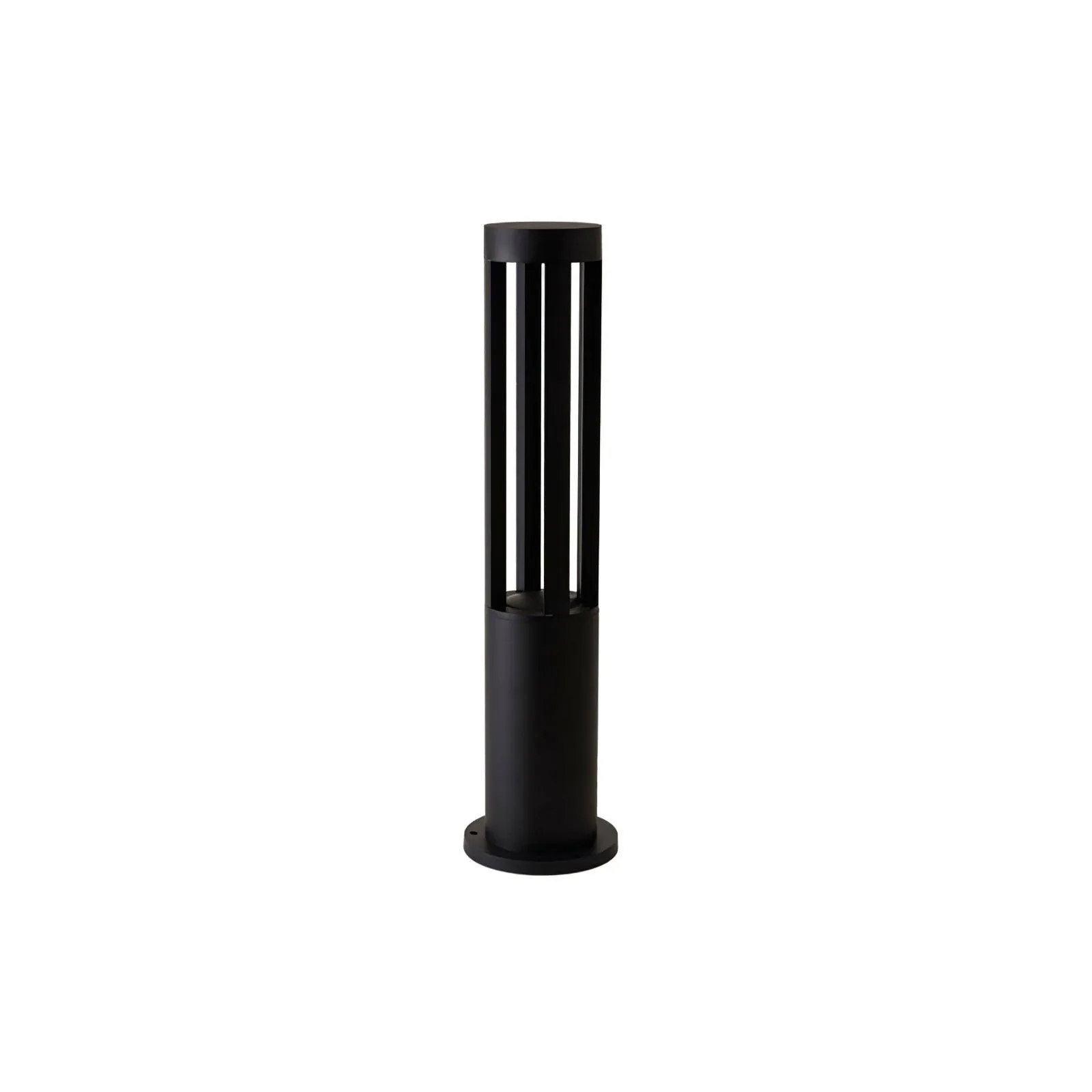 Black Cylindrical Solar Outdoor Post Light