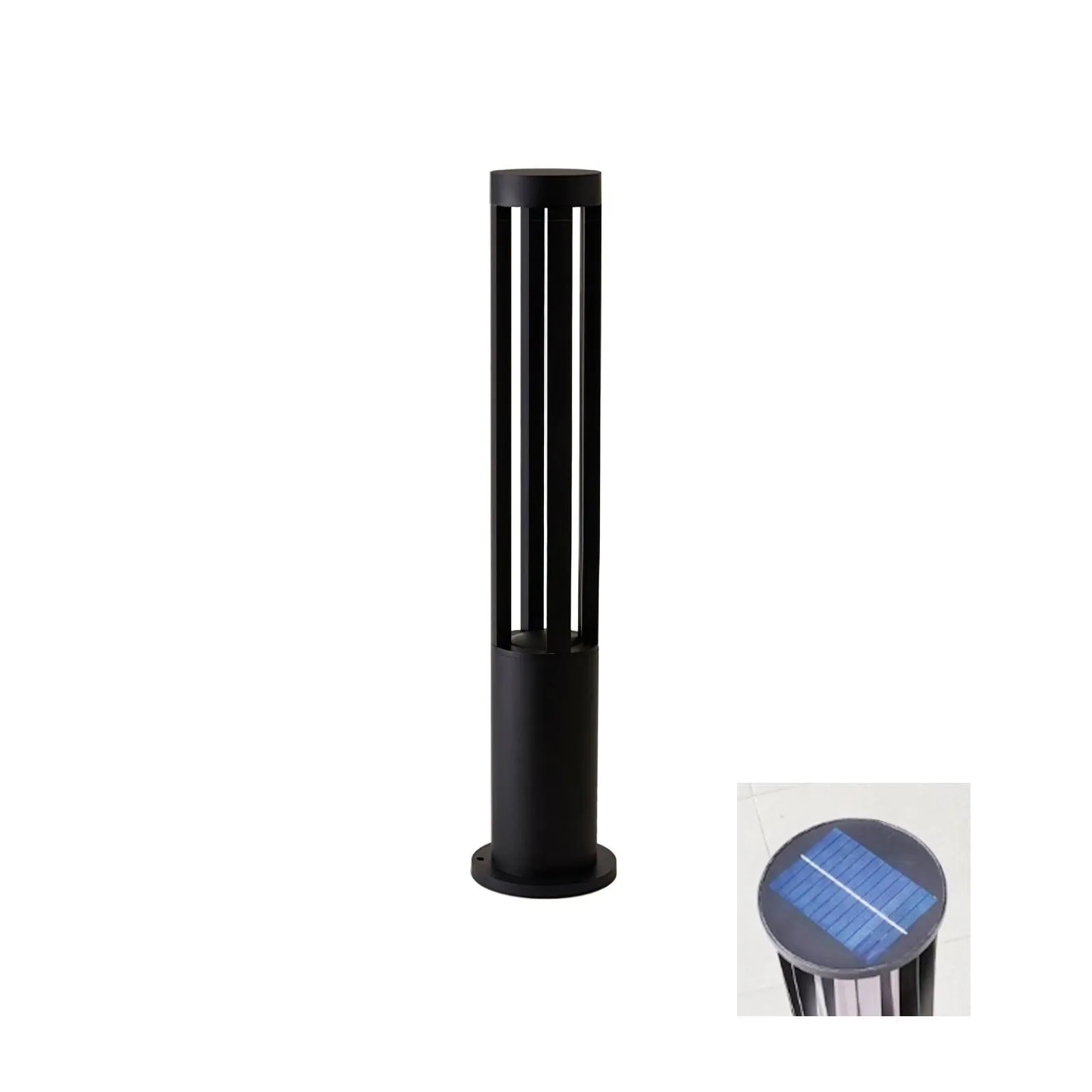 Black Cylindrical Solar Outdoor Post Light