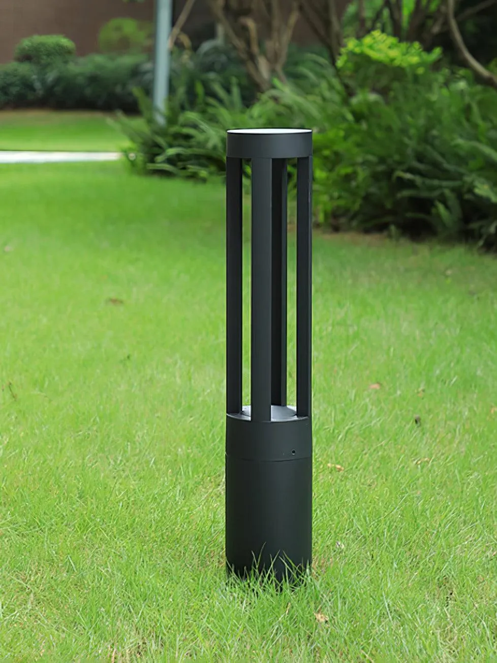 Black Cylindrical Solar Outdoor Post Light