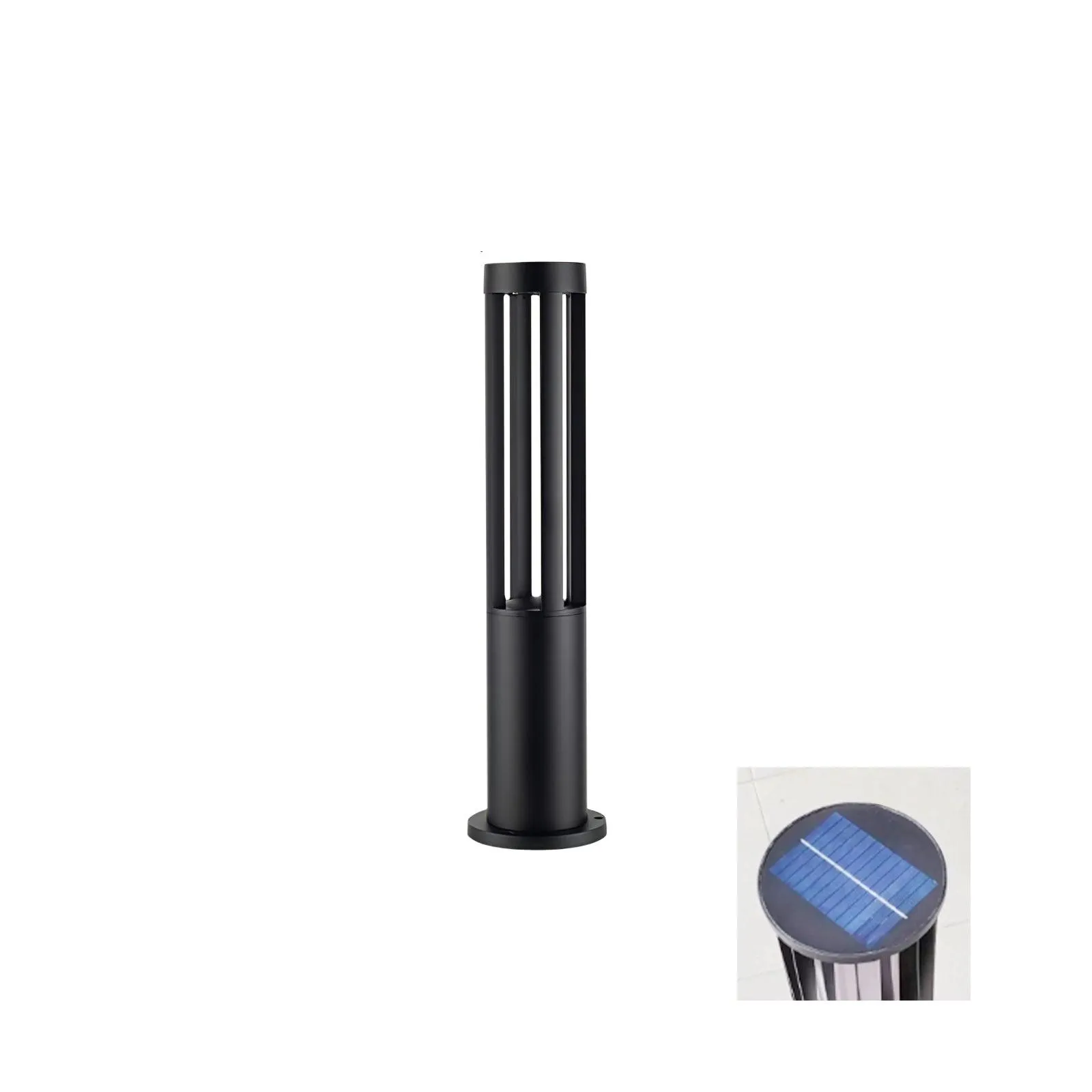 Black Cylindrical Solar Outdoor Post Light