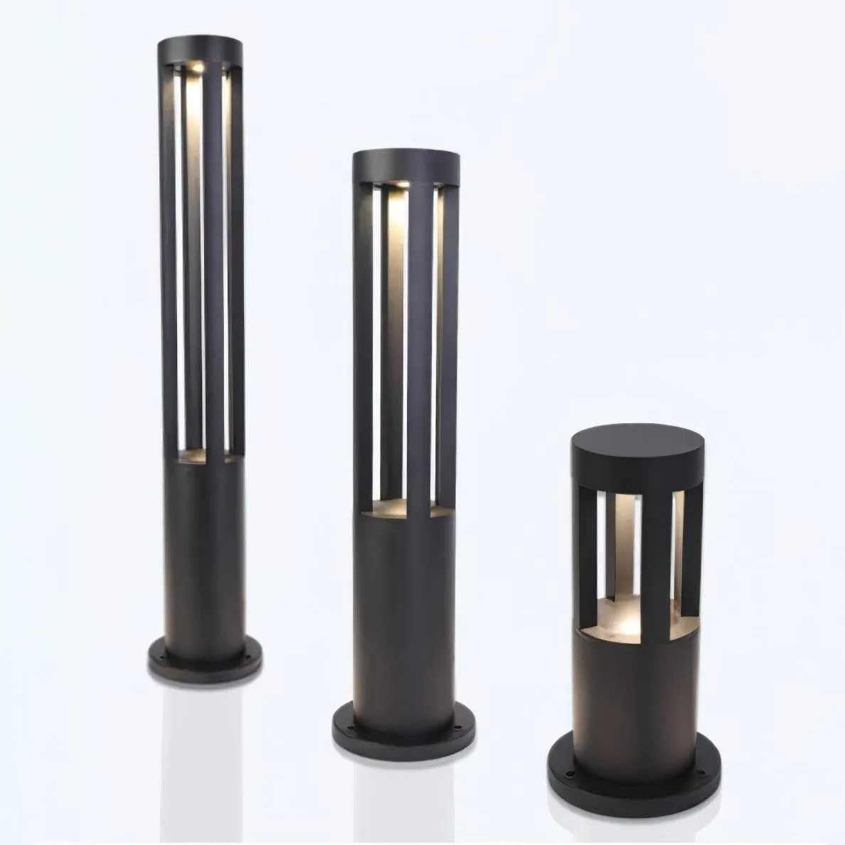 Black Cylindrical Solar Outdoor Post Light