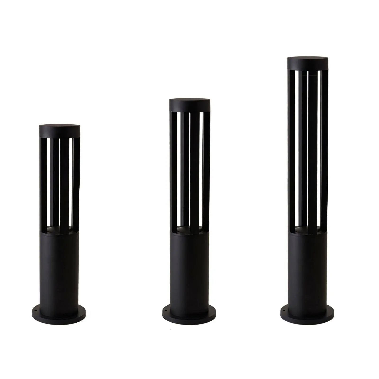 Black Cylindrical Solar Outdoor Post Light