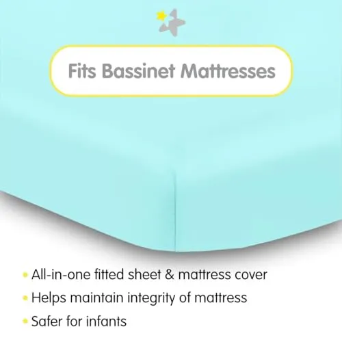 BreathableBaby All-in-One Fitted Sheet & Waterproof Cover, for 38" x 24"/97 x 61 cm Mini Crib Mattress, Yellow (2-Pack)