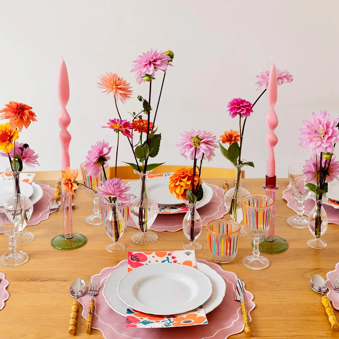 Bright striped multi coloured wine glass