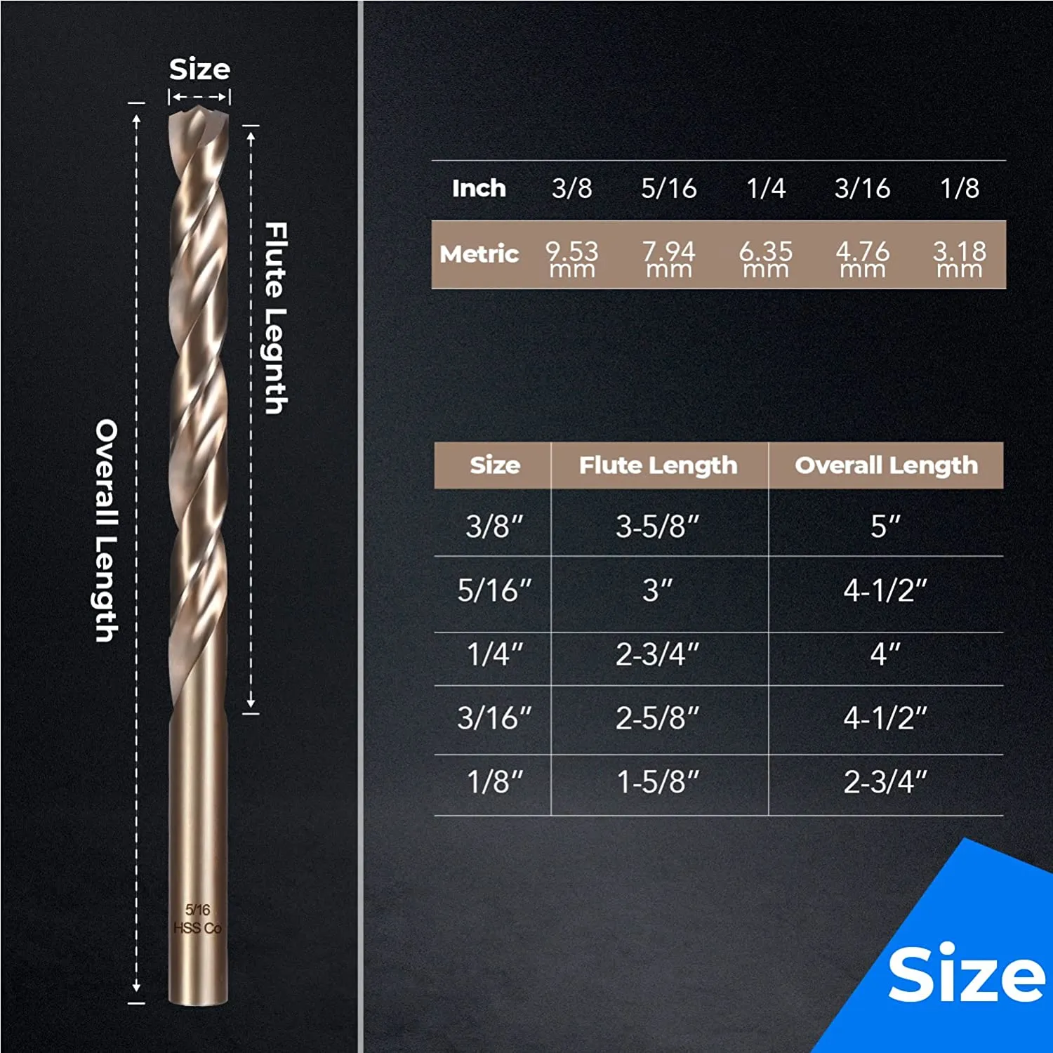 [Bulk Buy] M35 High-Speed Steel Tri-Tip Cobalt Drill Bits 50Pcs