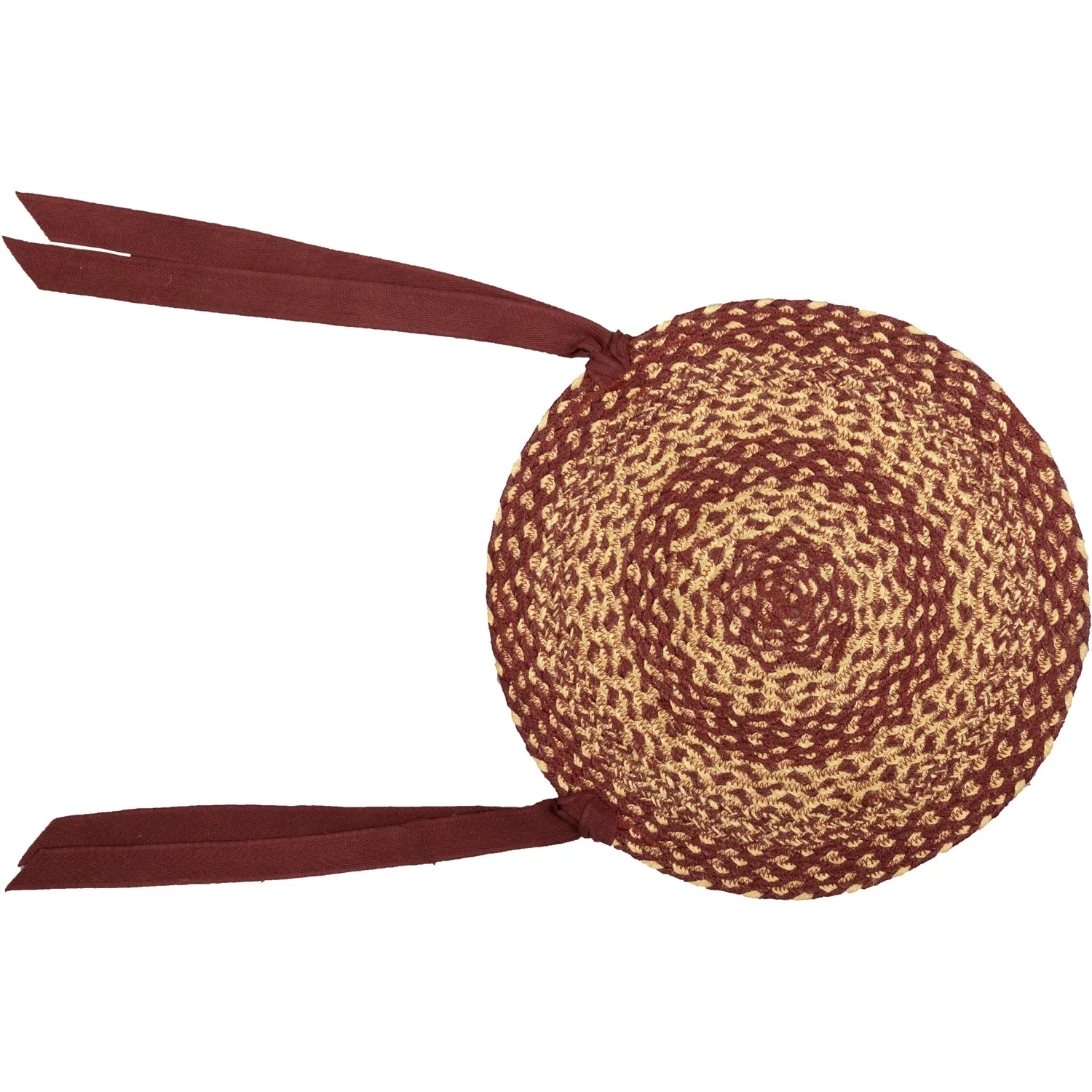 Burgundy Tan Jute Chair Pad Set of 6