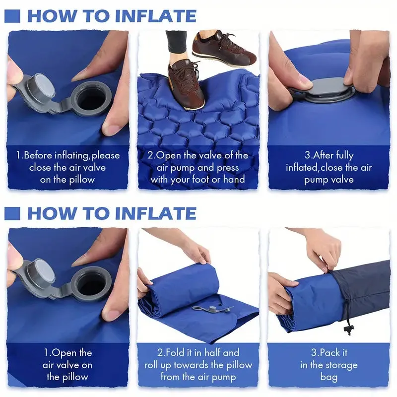 Camping Sleeping Pad with Built-in Inflator Pump BLUE