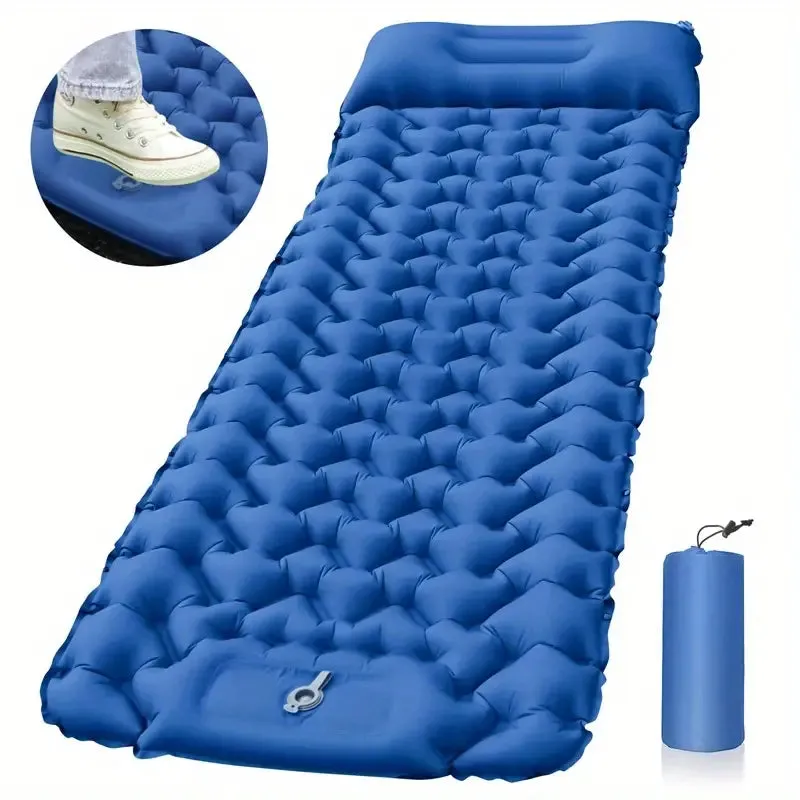 Camping Sleeping Pad with Built-in Inflator Pump BLUE