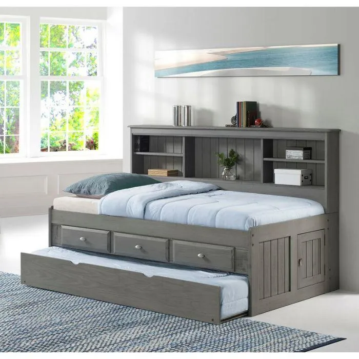 Claire Twin Size Grey Storage Bed