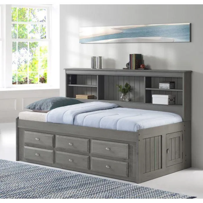 Claire Twin Size Grey Storage Bed