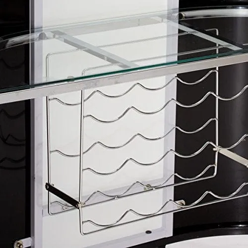 Coaster Home Furnishings Lacewing 1-Shelf Bar Unit Glossy Black and White