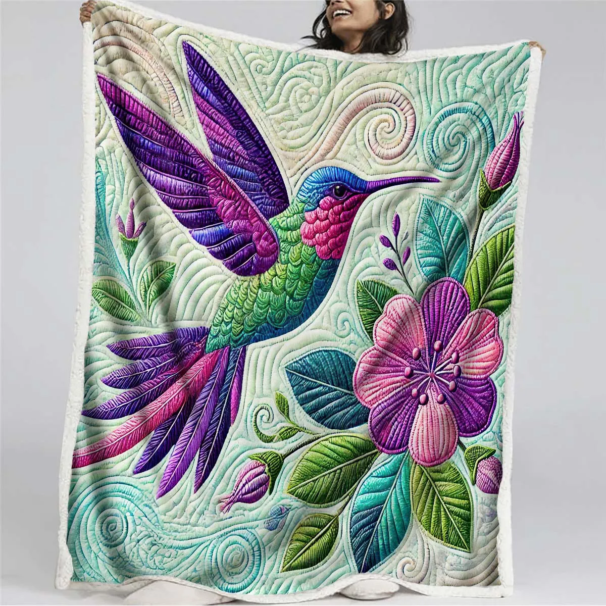 Colorful Hummingbird Blanket - H184 - Premium Blanket