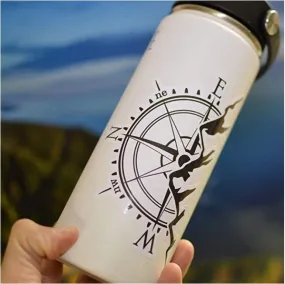 Compass Rose Mountain Black and White Sticker