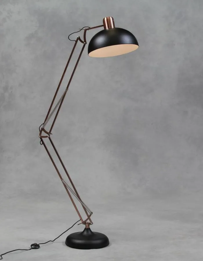 Copper And Matt Black Angled Floor Lamp PRE-ORDER START OF NOVEMBER