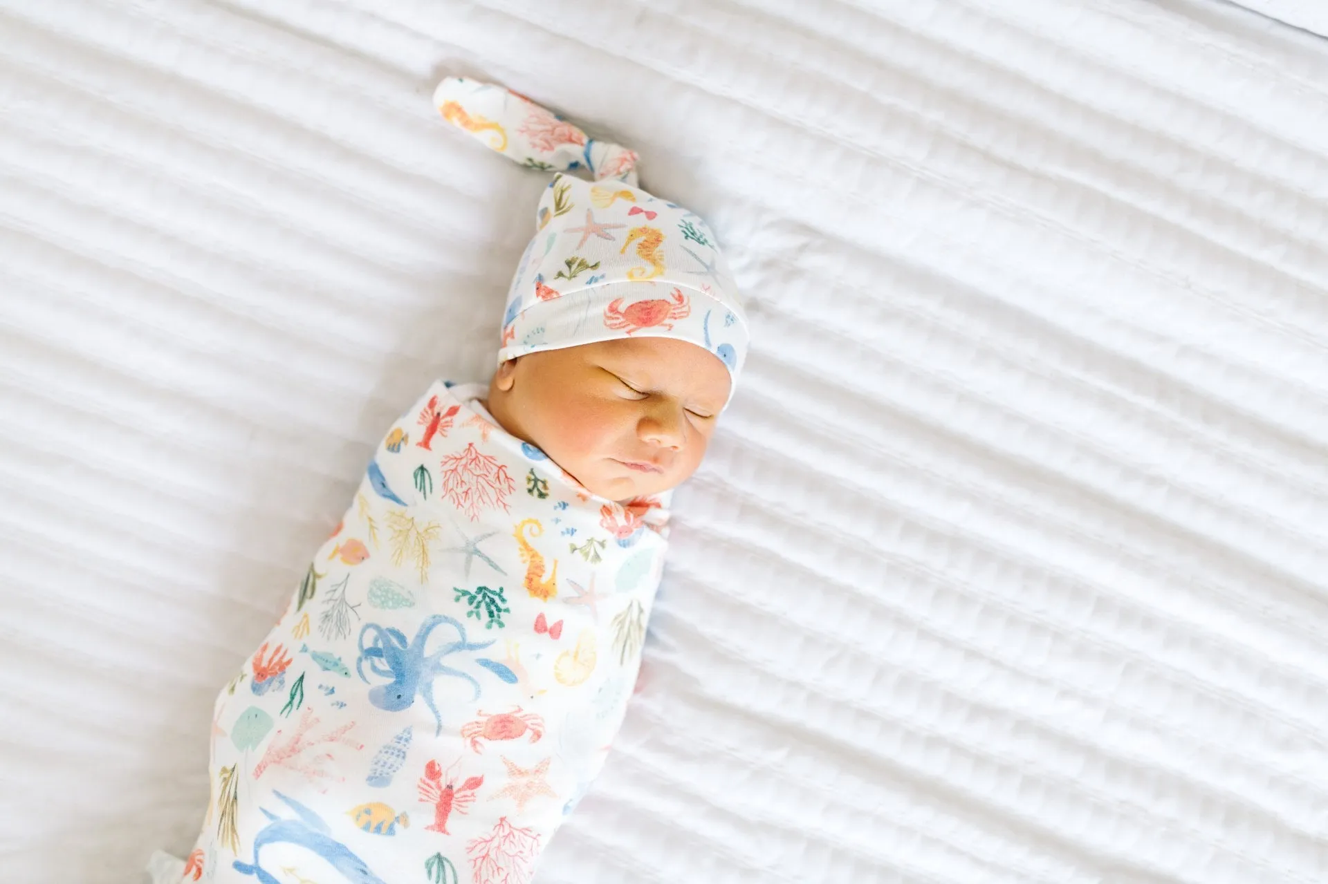 Copper Pearl Nautical Knit Swaddle Blanket