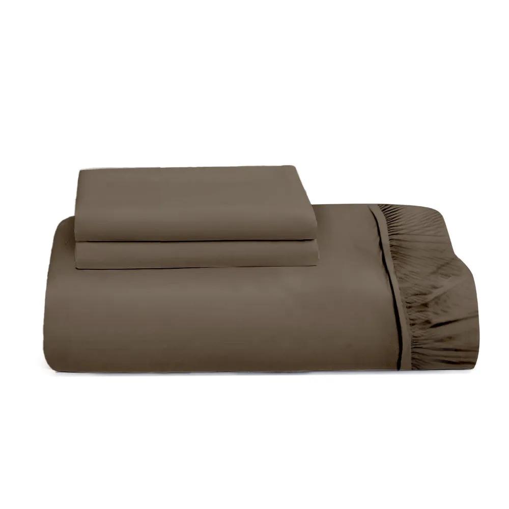 Cotton Home 3-piece Super Soft Fitted Sheet Set Chocolate Brown