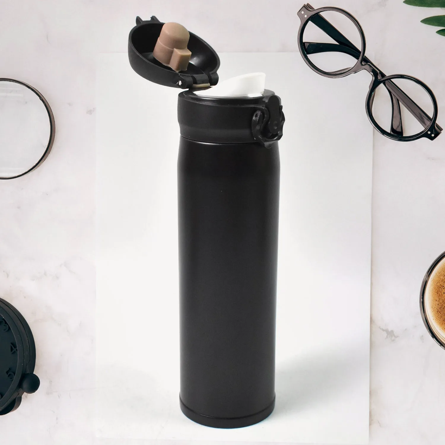 Customized / Personalized Insulated Stainless Steel Water Bottle with Easy Push Button (500 ML Approx)