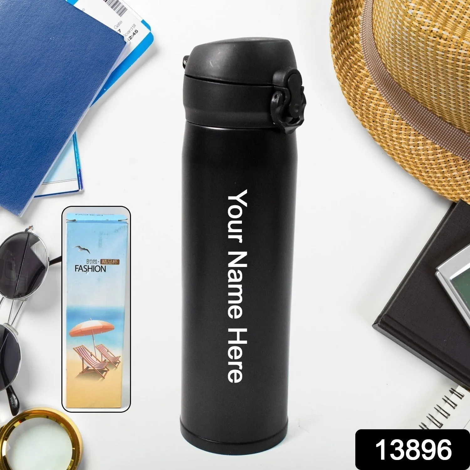 Customized / Personalized Insulated Stainless Steel Water Bottle with Easy Push Button (500 ML Approx)