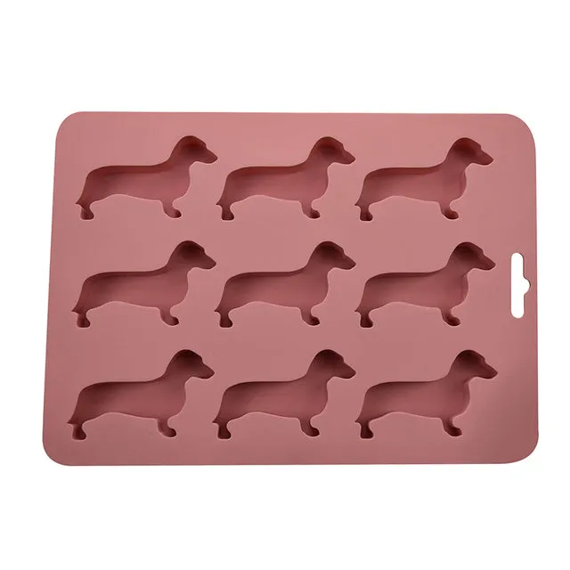 Cute Dog Shaped Silicone Ice Chocolate Molds and Tray