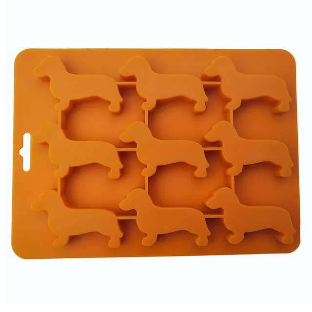 Cute Dog Shaped Silicone Ice Chocolate Molds and Tray